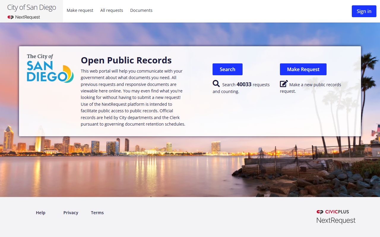 San Diego people search public records NextRequest portal