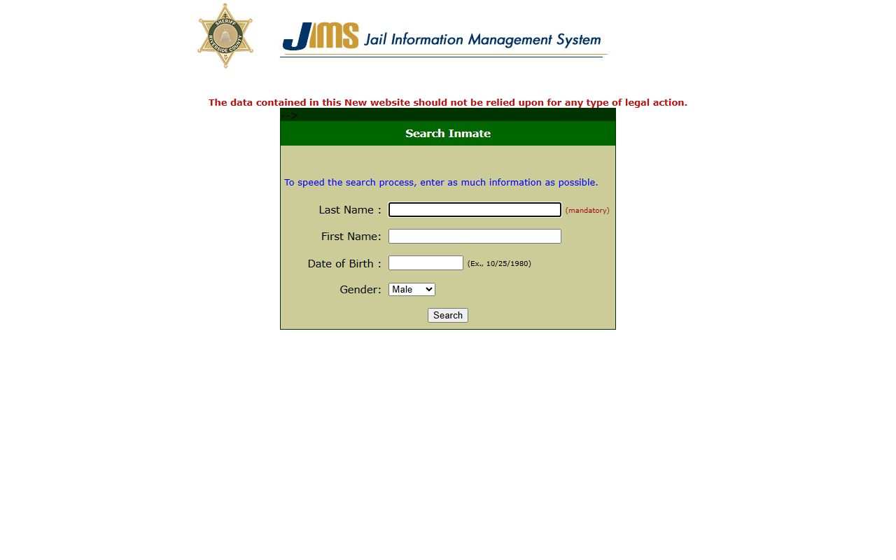 Riverside County Sheriff inmate locator people search