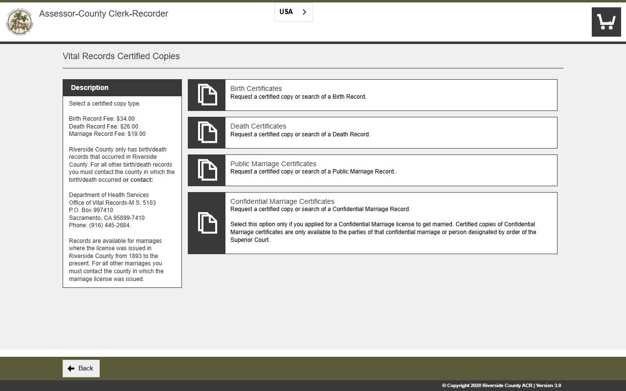 Riverside County vital records people search portal