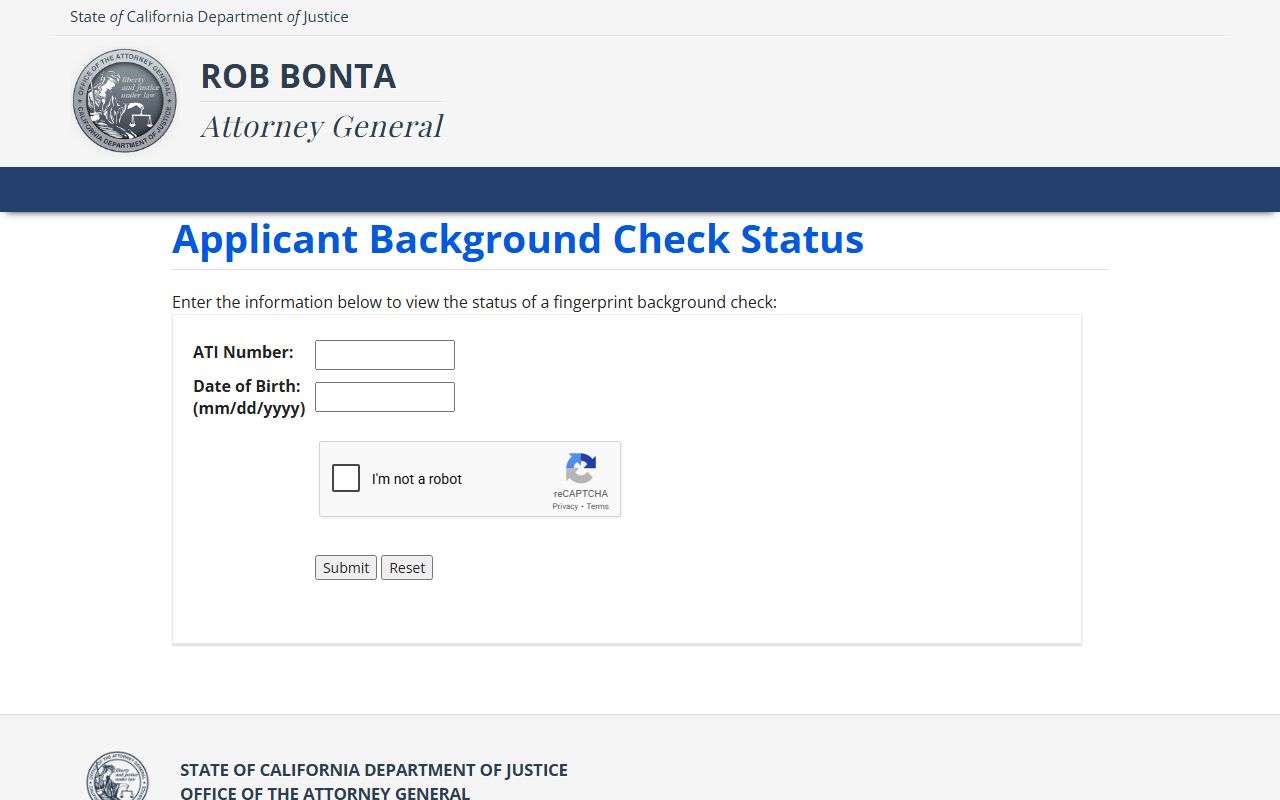 California DOJ background check status people search